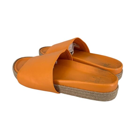 Beek Pelican Jute Slides Orange Leather Size 9 Womens - Picture 3 of 10